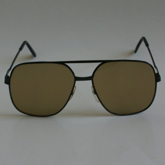 True Vintage Double Bridge Navigator glass amber lens sunglasses - Picture 1 of 4